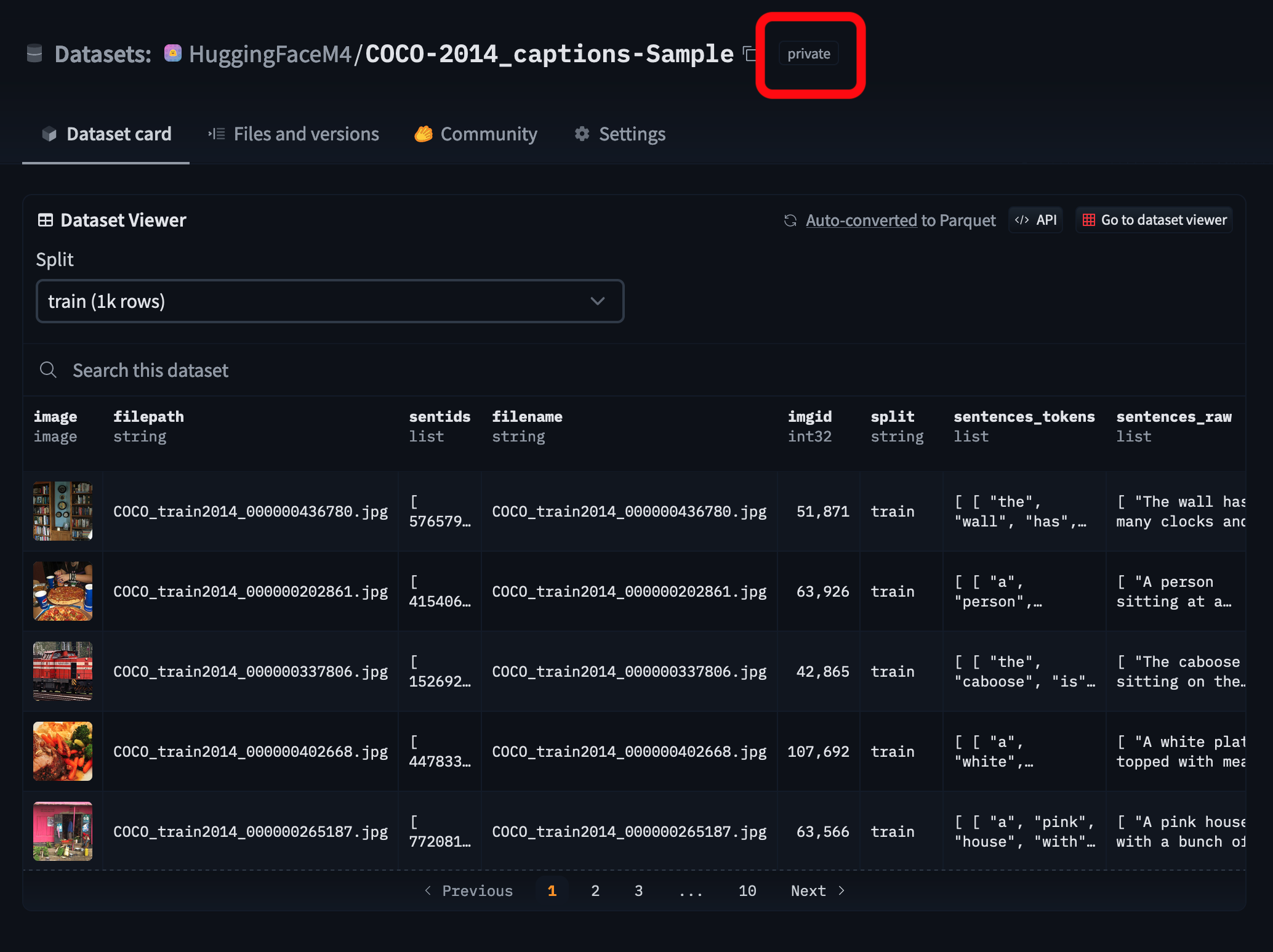 screenshot of Data Studio on a private dataset owned by an Enterprise Hub organization.